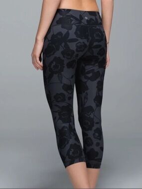 lululemon athletica Black Floral High-Rise Capri Leggings